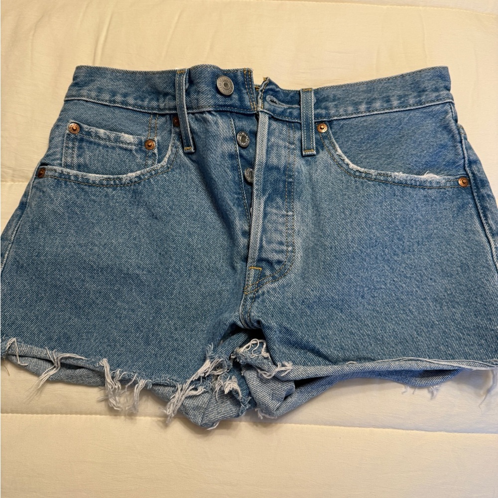 Levi's 501 Blue Button-Fly Denim Cutoff Shorts